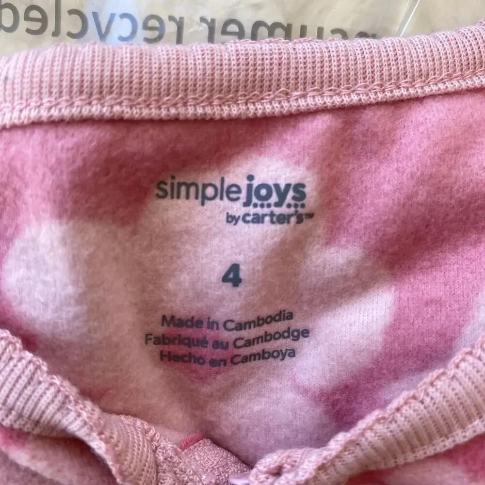 Simple Joys by Carter's Girls 2-Pack Loose-Fit Fleece Footed Pajamas Size 4